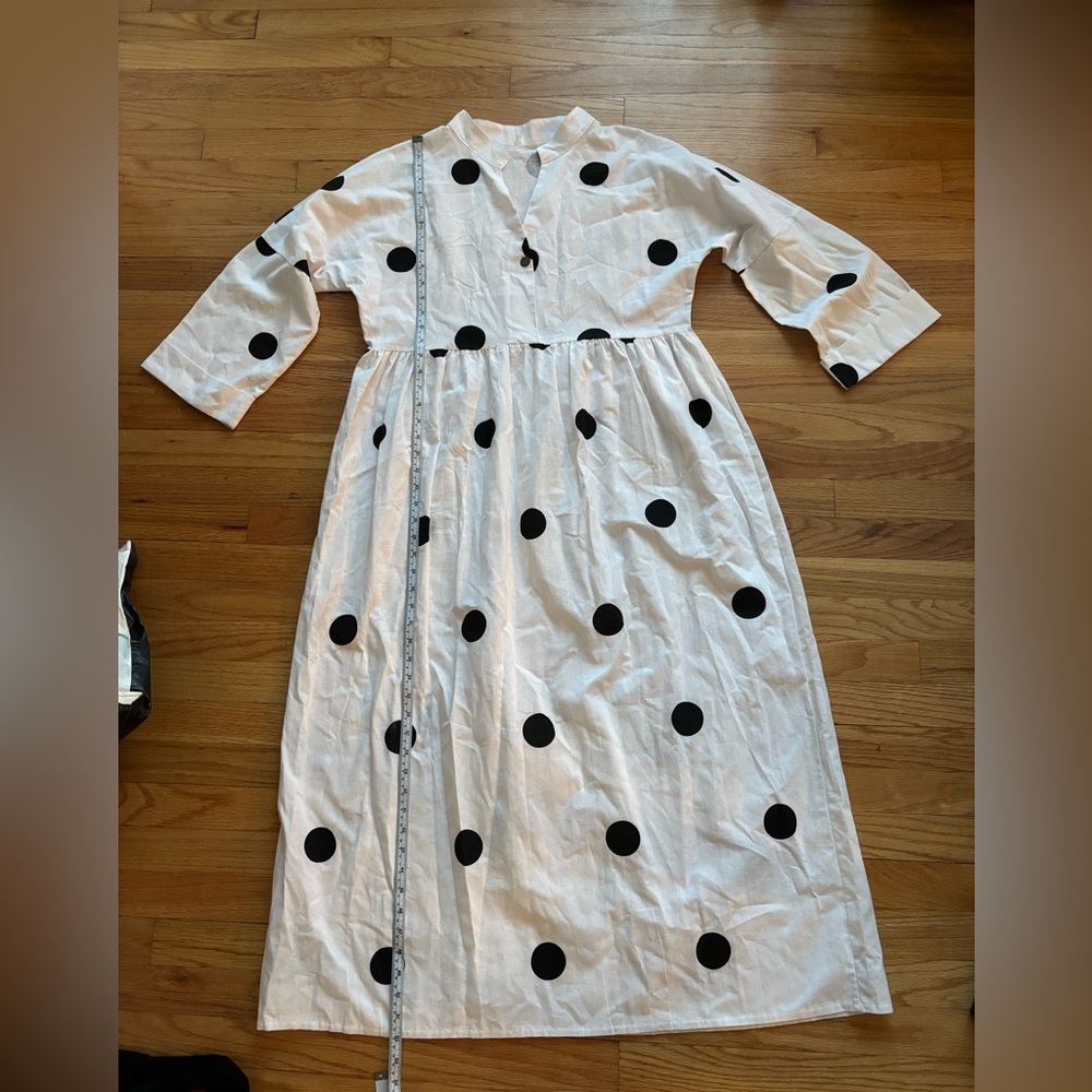White Polka Dot Maxi Dress L - Picture 3 of 5